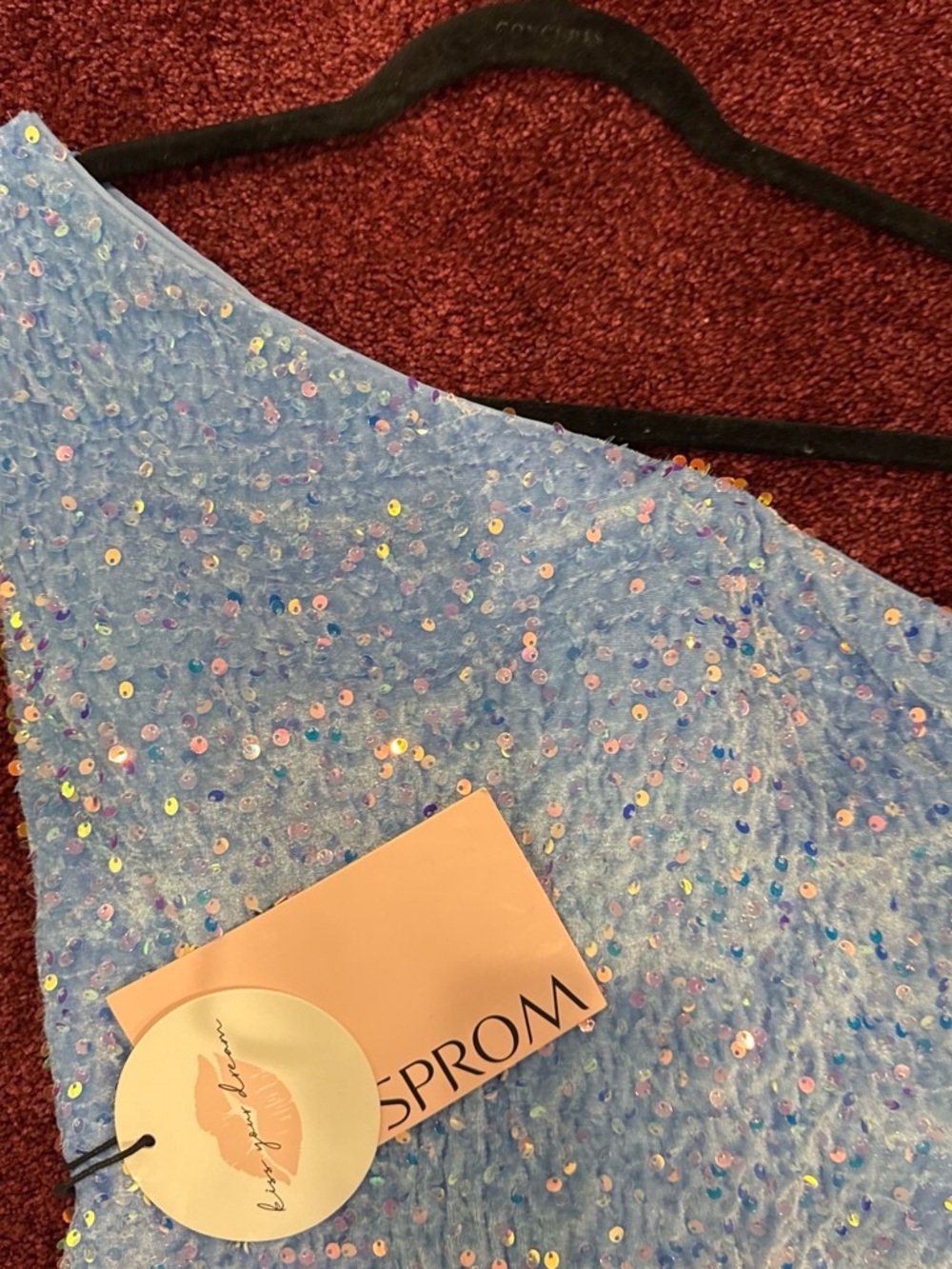 SPROM One-Shoulder Sequin Party Dress in Light Blue